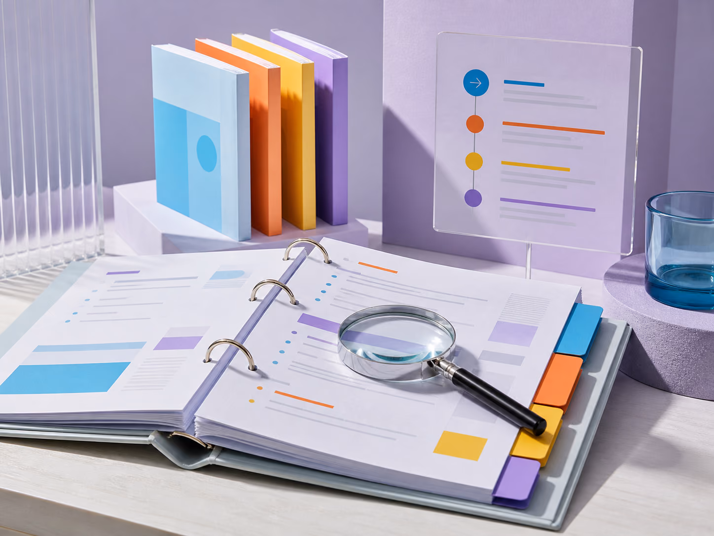 Colorful indexed guides and a magnifying glass representing the DSers Help Center
