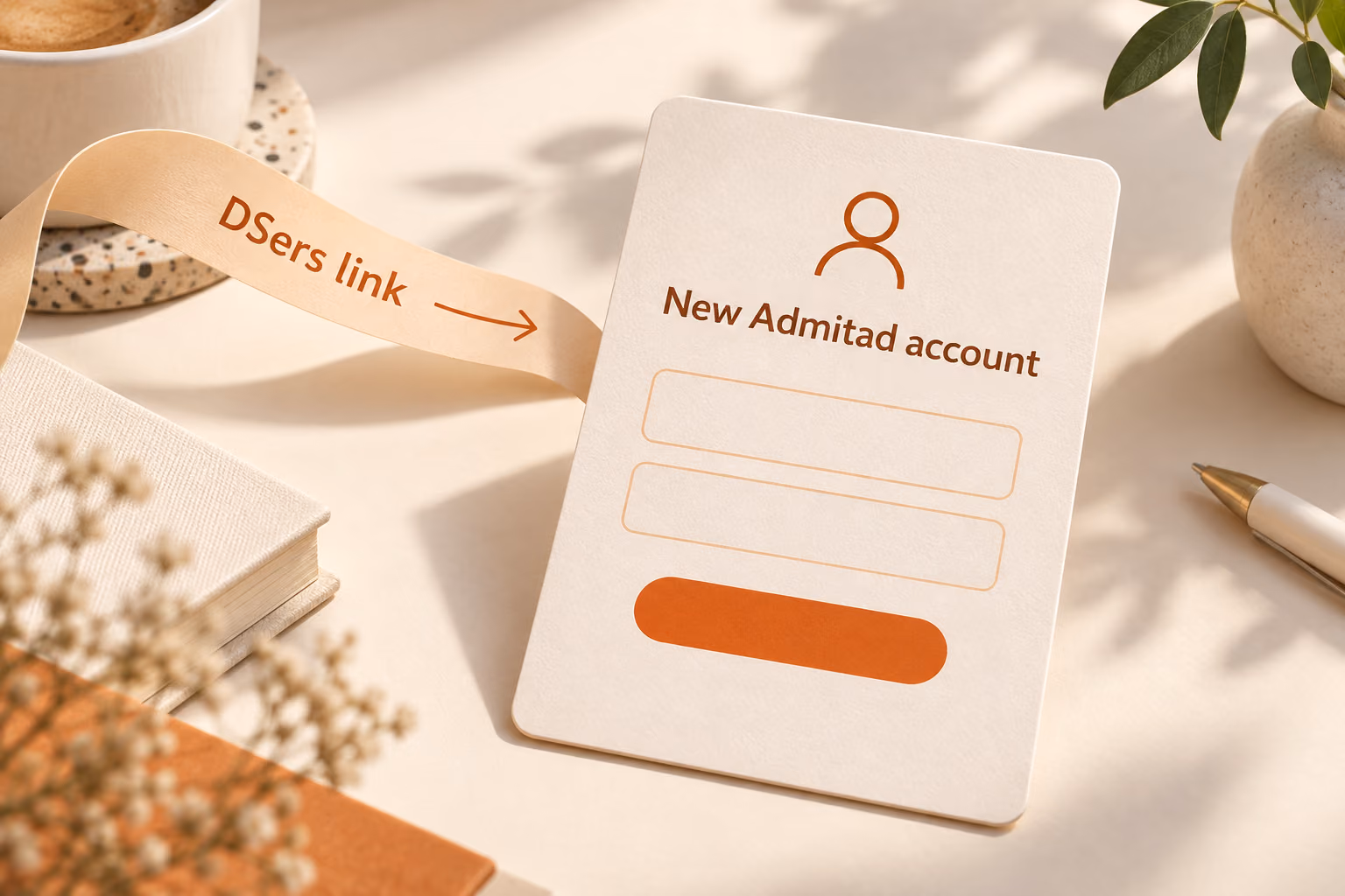 A new Admitad account form reached through the DSers registration link