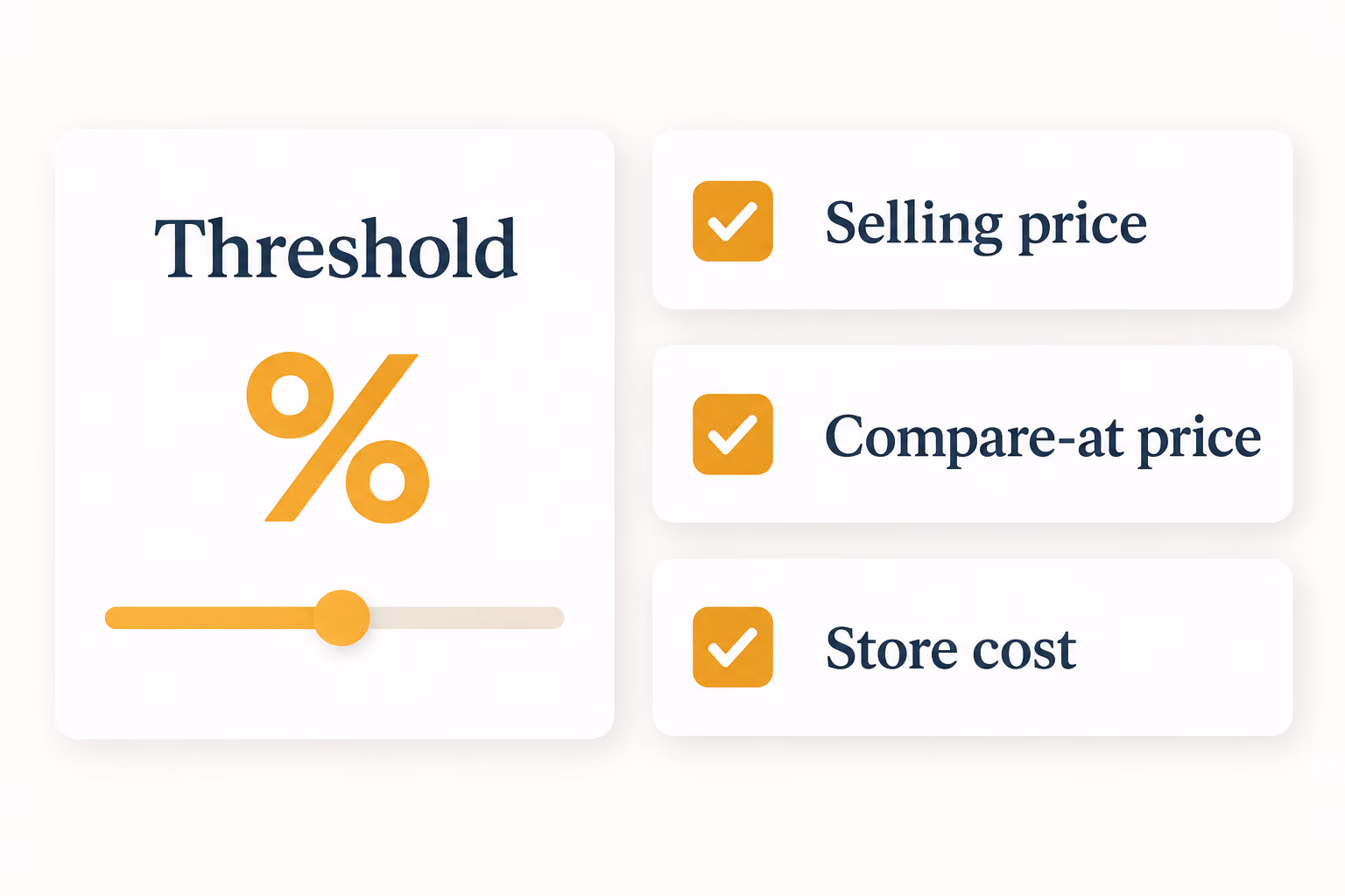 Percentage threshold and selected price fields