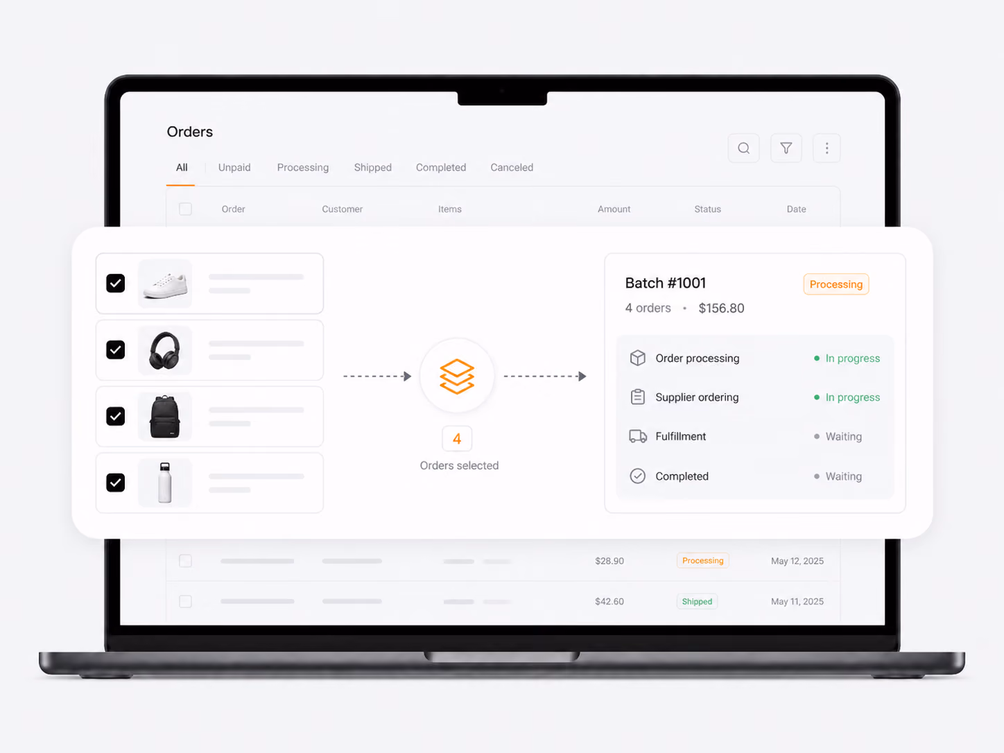 DSers Bulk Order Processing workspace for batch fulfillment