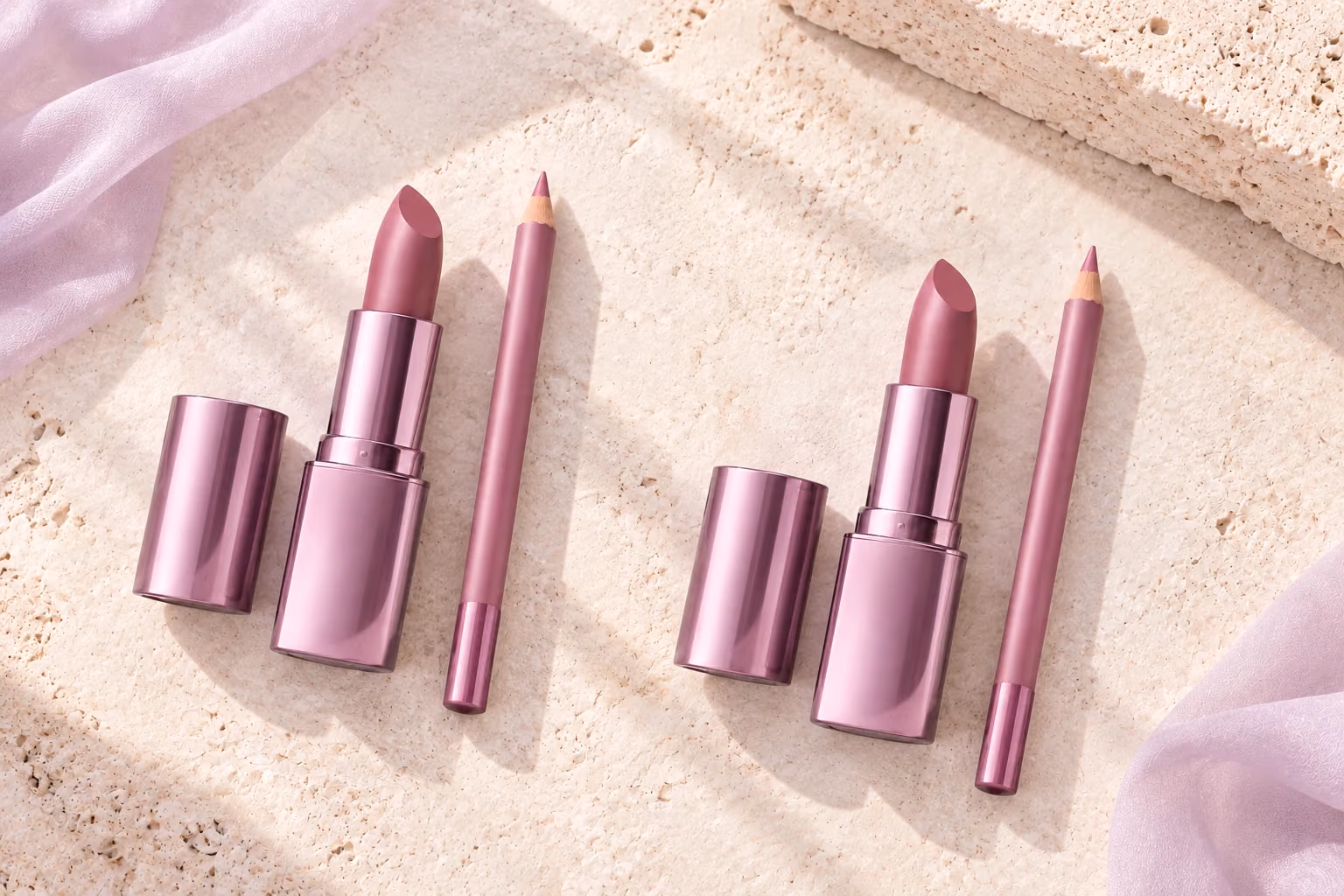 Two repeat orders each show the same lipstick and lip liner gift pairing