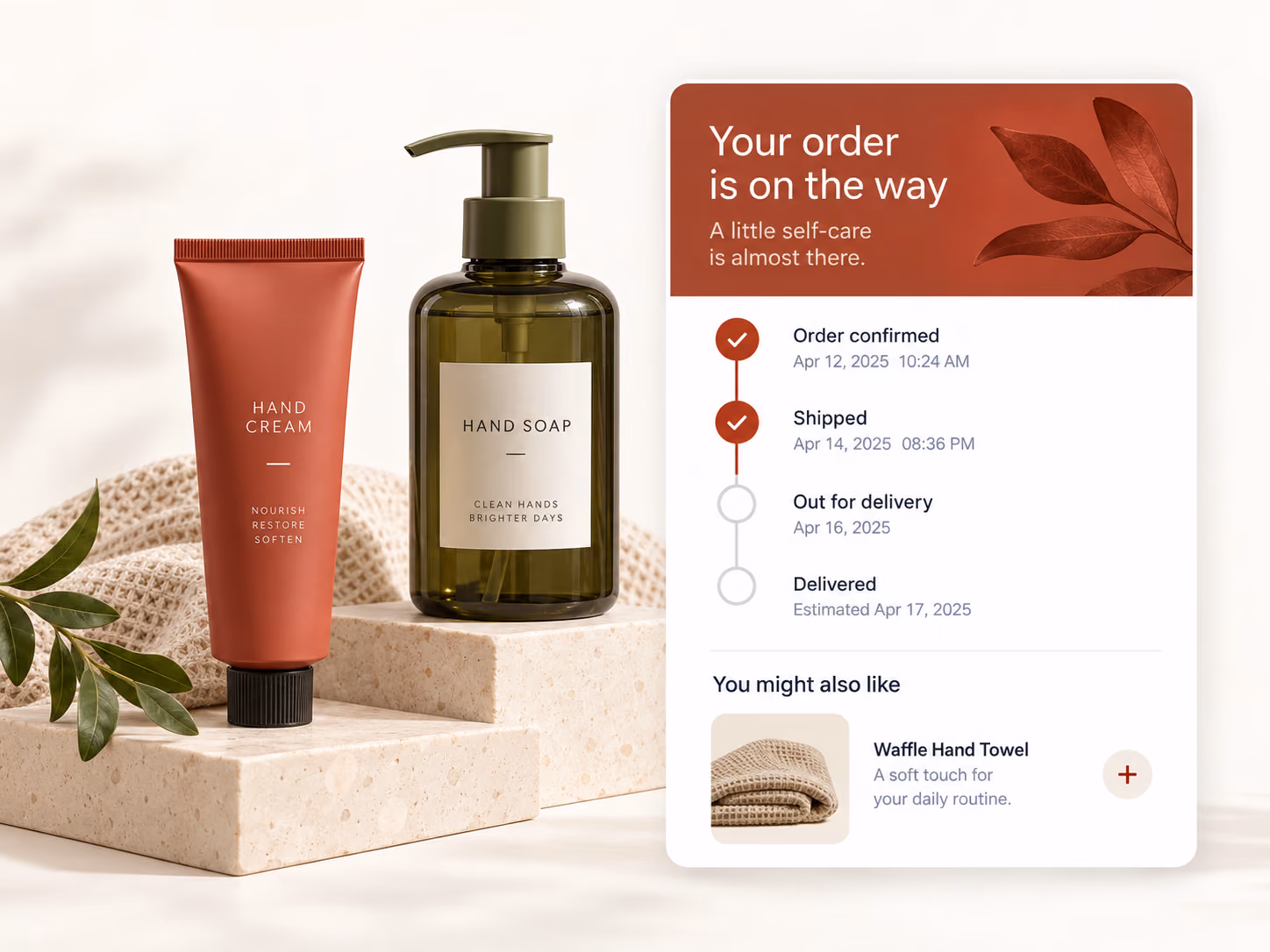 Store-branded customer tracking page with shipment milestones and delivery map