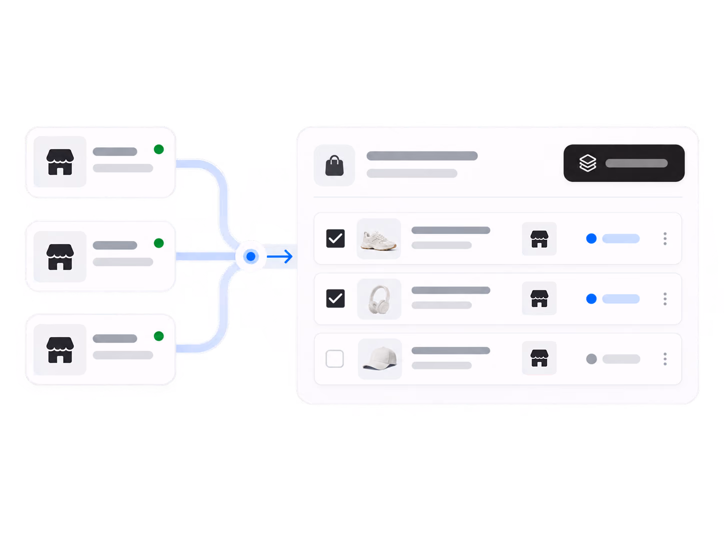 Processing orders from all stores in a single order list
