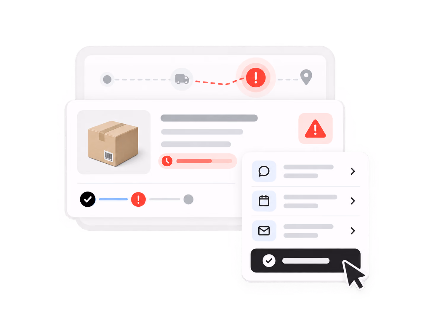 Acting on alerts when a shipment is delayed or stuck