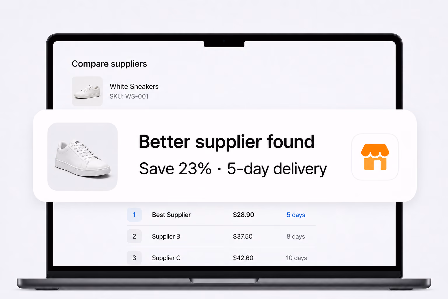 A better supplier savings alert over a mobile supplier comparison