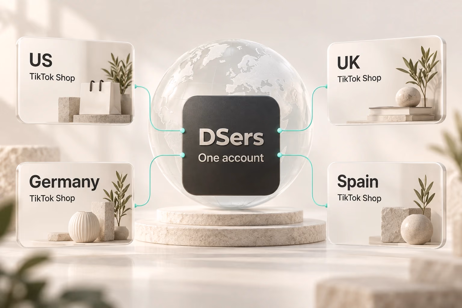 TikTok Shops in four supported regions connect to one DSers account.