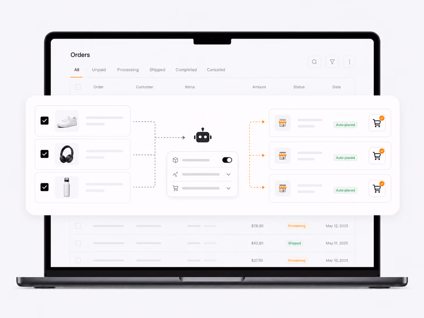 DSers Auto-Place Orders workspace for rule-based fulfillment