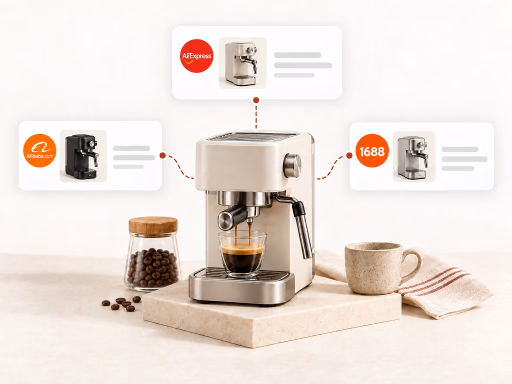 One product linked to AliExpress, Alibaba.com, and 1688 supplier options