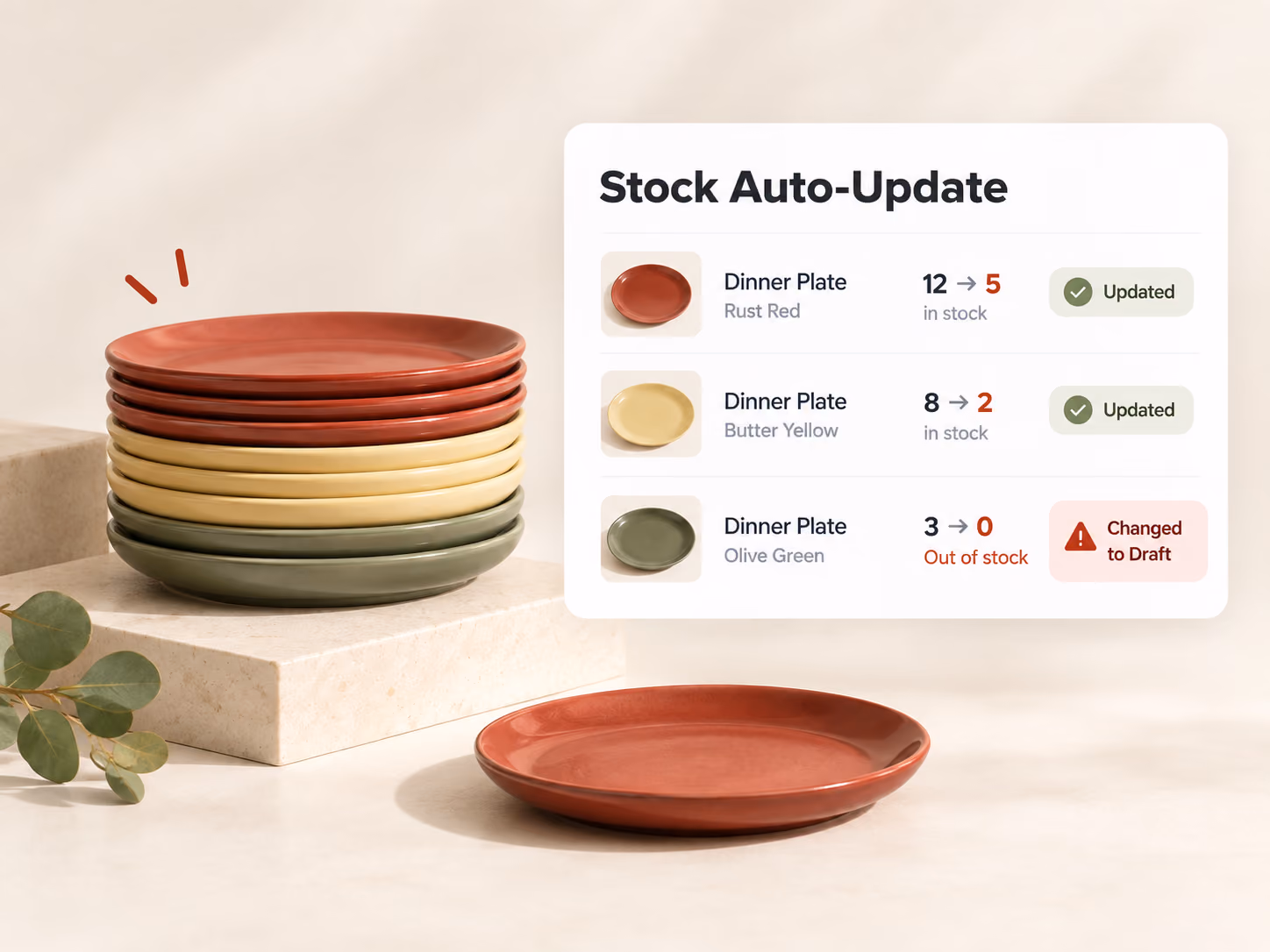 Inventory levels moving from in stock toward a low-stock alert