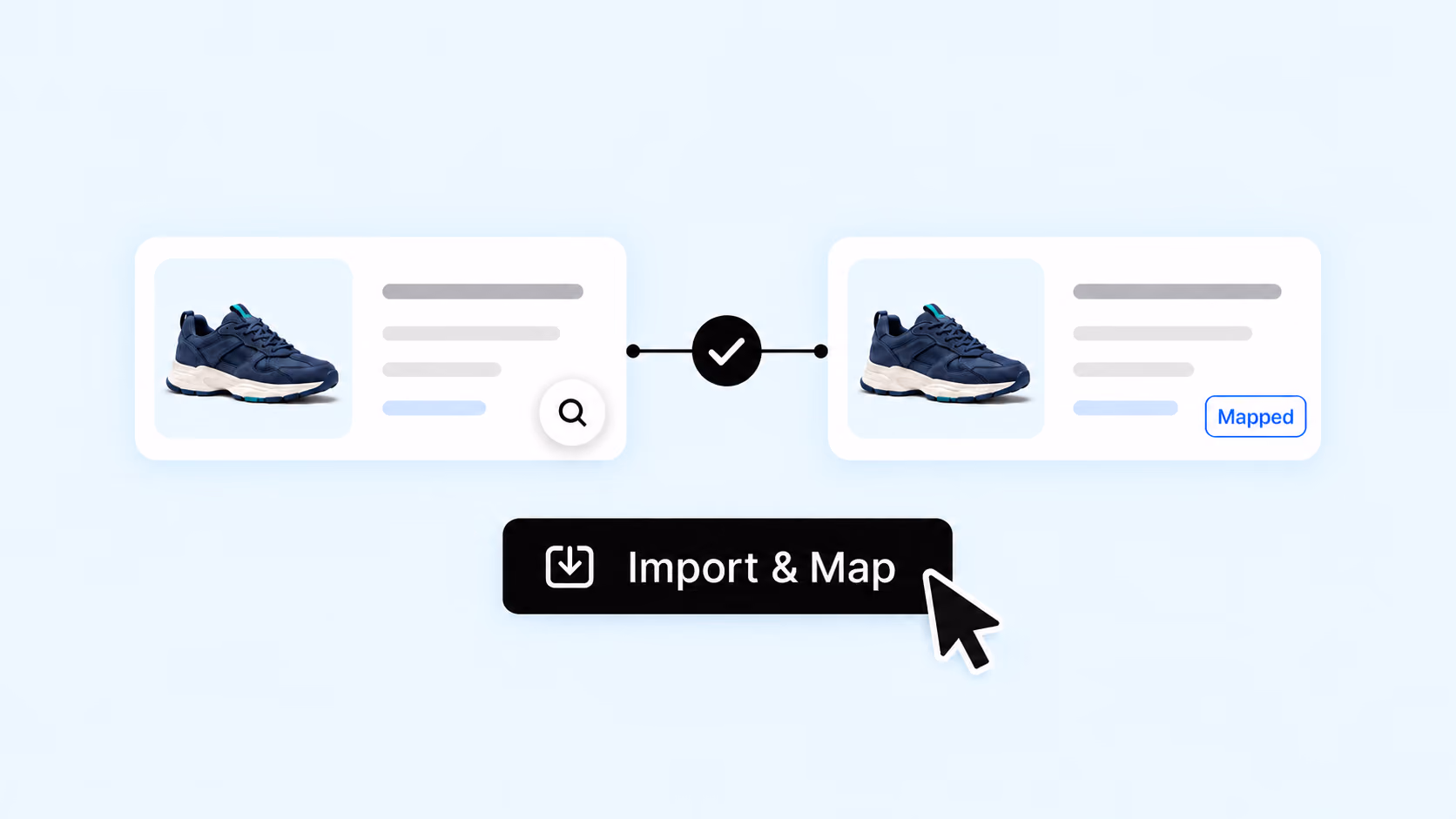 A navy sneaker supplier imported and mapped to the store product