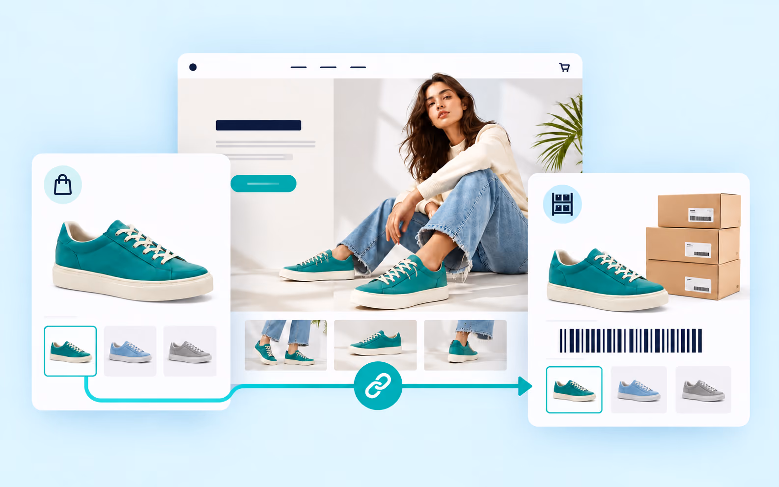 A selected storefront sneaker variant mapped to the matching supplier inventory SKU