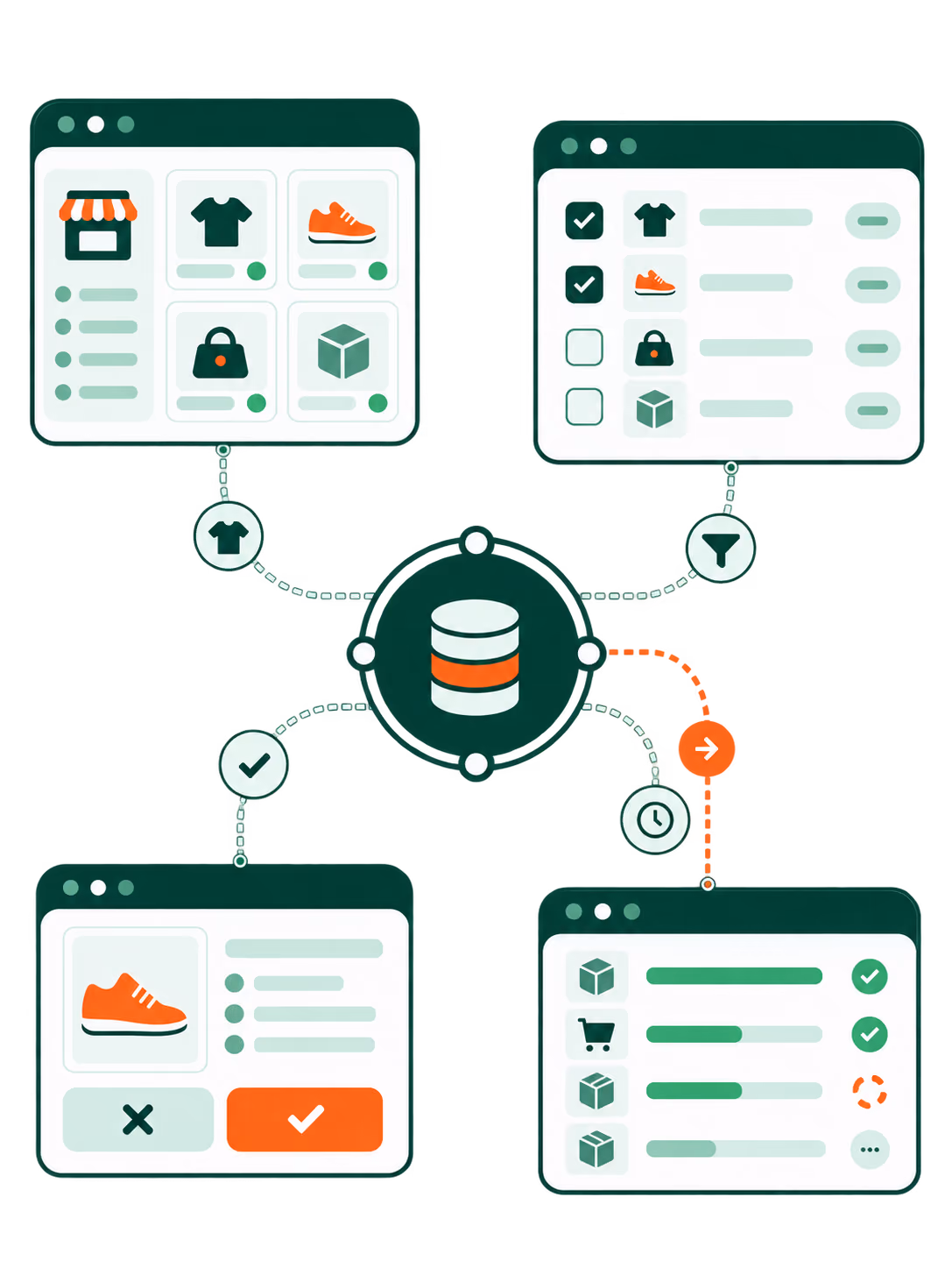 Store, product, order, and package context moves through scoped DSers MCP jobs.