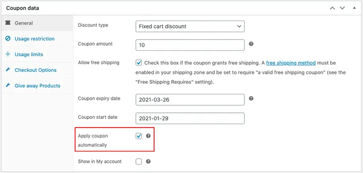 Smart coupons for WooCommerce Coupon Data Apply coupon automatically - DSers