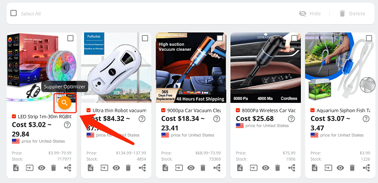 click the Supplier Optimizer button - DSers