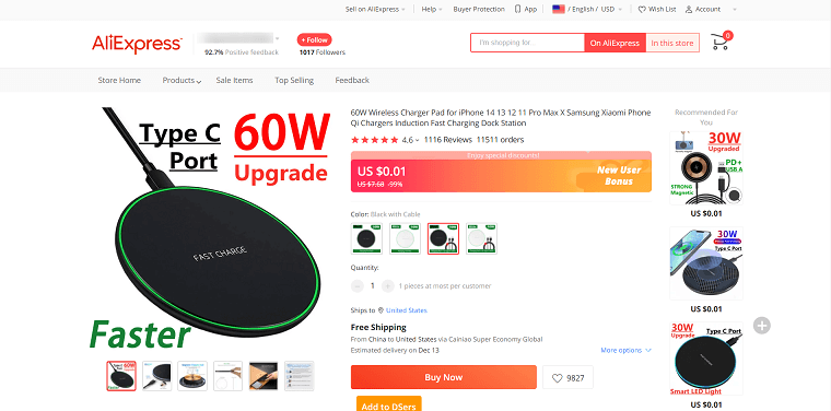 2. Wireless Phone Chargers - DSers