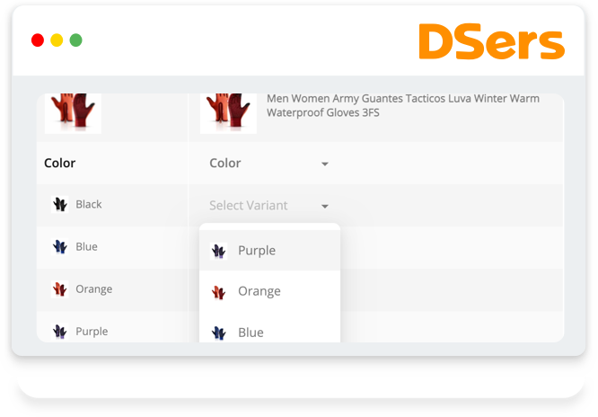 DSers Dropshipping Variants Mapping Corresponding Variants