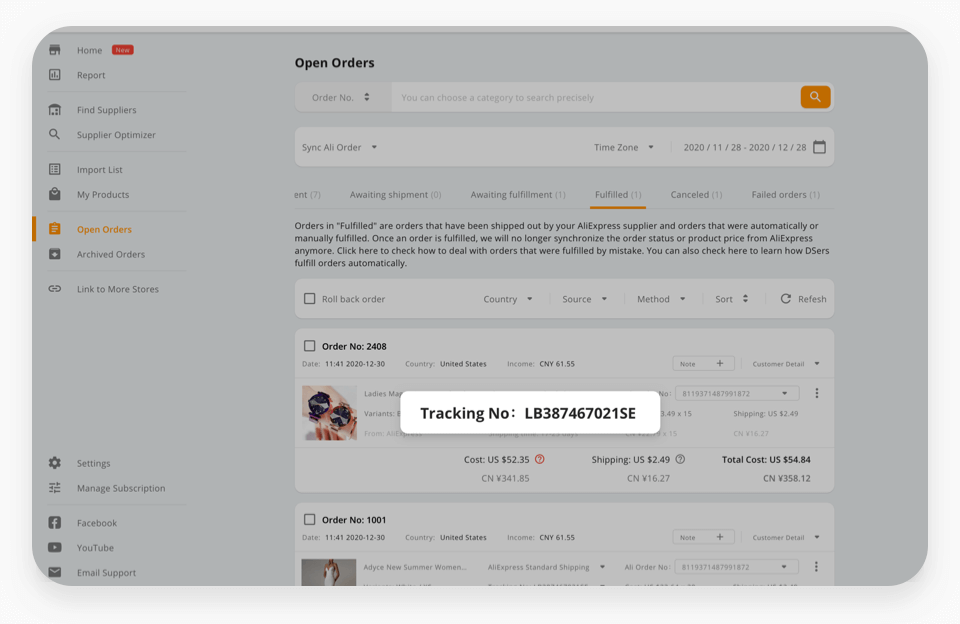 Automatic Order Tracking - DSers AliExpress Dropshipping Solution